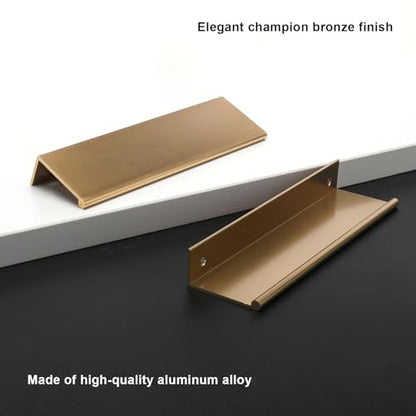 Rergy 10 Pack 3-3/4" Cabinet Pulls Champagne Bronze Finger Pulls - color: Champion Bronze, size: Hole Center: 3-3/4in(96mm)