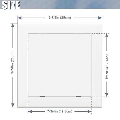 Flamorrow Self Adhesive Access Panel for Drywall, 8" x 8" Plumbing Access Panel, Heavy Duty Plastic Wall Access Door for Drywall, Wall Hole Cover for Ceiling, Easy to Install, Paint Freely