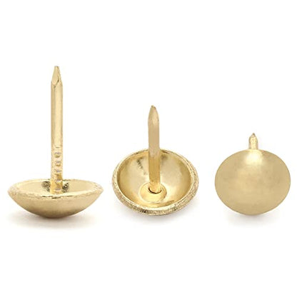 Jiozermi 300 Pcs Gold Upholstery Tacks, 0.43'' Round Head - color: Gold, size: 0.43" x 0.67" / 11 x 17 mm