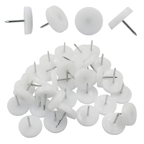 Zorfeter 50pcs 25mm White Nail in Furniture Glides - size: 25mm