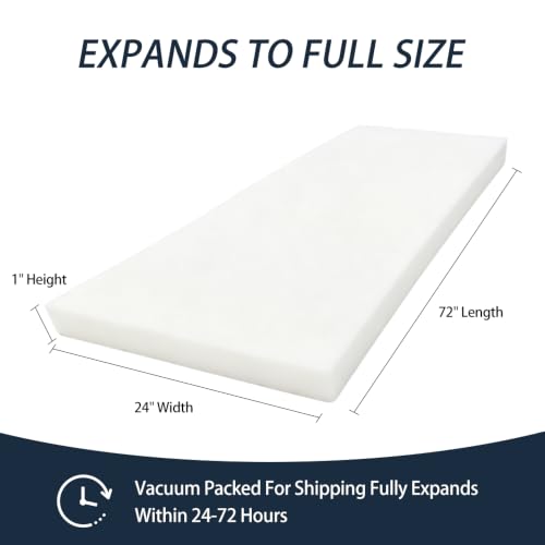 Welacer Upholstery Foam Pad, 0.9x24x72in Soft Cushion Replacement - size: 72x24x0.9in