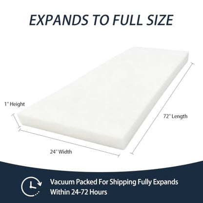 Welacer Upholstery Foam Pad, 0.9x24x72in Soft Cushion Replacement - size: 72x24x0.9in