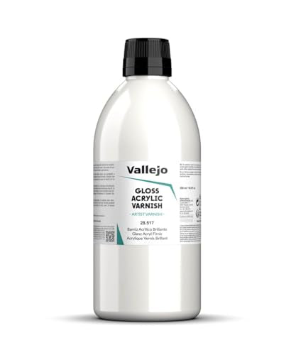 Vallejo - Permanent Acrylic Varnish | Glossy Finish 500 ml. (16.9 fl.oz.) | Extraordinary Hardness & Permanence | Scratch Resistant & Non-Yellowing | Outdoor and Indoor Surfaces - style: Gloss Acrylic Varnish 500 ml. (16.9 fl.oz.)