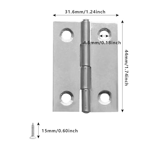 Piutouyar 12 Pack Butt Hinge 2 Inch Mini Hinges, Silver - size: 2 Inch