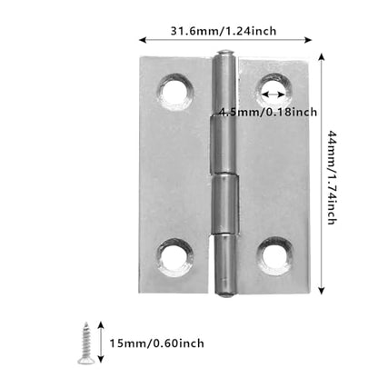 Piutouyar 12 Pack Butt Hinge 2 Inch Mini Hinges, Silver - size: 2 Inch