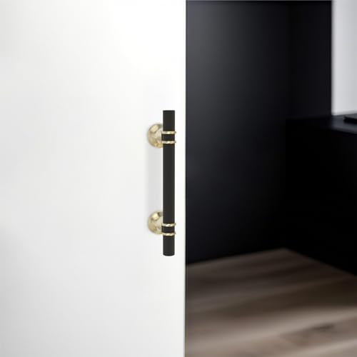 10 Pack 3-3/4 Inch Cabinet Pulls knurled Matte Black and Brushed Gold Kitchen Cabinet Handles Aluminum and Zinc Alloy Drawer Pulls Solid Cabinet Hardware - color: Black and Brushed Gold Knurled, size: 3-3/4'' Hole Center(96mm)