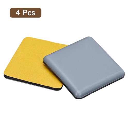 uxcell Furniture Sliders, 4Pcs 2" x 2" - PTFE Square Appliance Slider, Self-Adhesive Chair Glides, Chair Leg Floor Protectors for Carpet Hardwood Floors - size: 2" x 2"