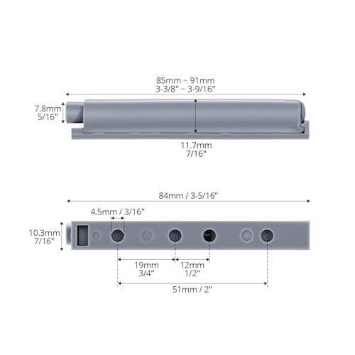 QWORK Push to Open Door Opener with Screws, 20 Sets Soft-Close Door Damper for Kitchen Cabinet Furniture Door