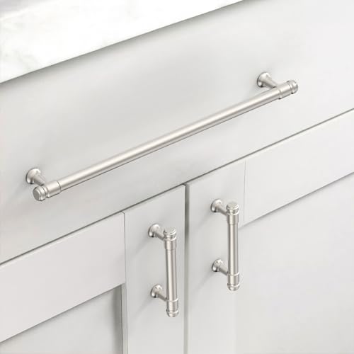 Asidrama 10 Pack 10 Inch Brushed Satin Nickel Kitchen Cabinet Handles - color: Brushed Satin Nickel, size: 10" Hole Center(254mm)