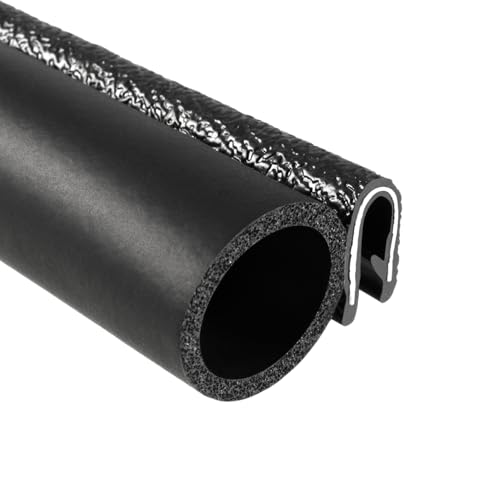 TRIM-LOK Trim Seal, Edge Trim with Side Bulb, Fits 0.750-Inch Bulb, 3/32-Inch Edge, 9/16-Inch Leg, 25-Foot Length, Black Pebble Finish, Flexible PVC Plastic Trim with EPDM Rubber Weather Stripping - style: 0.750" Bulb, 3/32" Edge, 9/16" Leg, 25 Feet