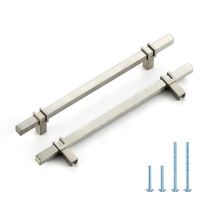 HOME EDIT 25 Pack 6-1/4 inch Brushed Nickel Cabinet Handles, Kitchen Cabinet Handles Drawer Pulls Zinc Alloy Square Bar Kitchen Pulls - color: Brushed Nickel, size: 6-1/4 Inch Hole Center