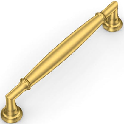 10 Pack Vibrant Brushed Moderne Brass Cabinet Pulls 5 Inch(128mm) Kitchen Cabinet Handles Solid Heavy Duty Drawer Pulls - color: Vibrant Brushed Moderne Brass, size: 5" Hole Center