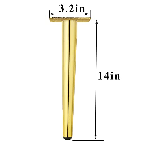 Osring 14 Inch Furniture Table Legs Straight, Gold Metal Coffee Table Feet - size: 14 Inch