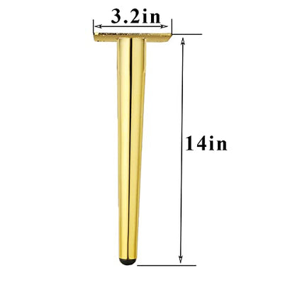 Osring 14 Inch Furniture Table Legs Straight, Gold Metal Coffee Table Feet - size: 14 Inch