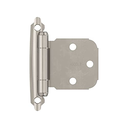 Amerock 1 Pair Variable Overlay Satin Nickel Face Mount Cabinet Hinge - color: Satin Nickel, size: Flat