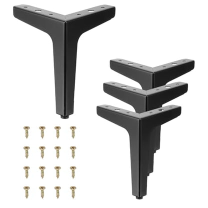 PATIKIL 7 Inch Metal Furniture Legs, 4 Pcs Triangle Furniture Replacement Feet Modern Style Couch Legs for Table Chair Cabinet Cupboard Sofa, Black - color: Black, size: 7 Inch