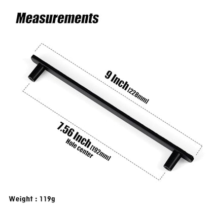 Goo-Ki 7-1/2 Inch（192mm Hole Centers Luxurious & Sturdy Zinc Alloy Cabinet Handls,Matt Black Cabinet Pulls for Kitchen,Drawer,Cupboard & Wardrobe,6 Pack - color: Matte Black, size: 7.6 inch (192 mm) Hole Centers, style: Pulls With No Backplate