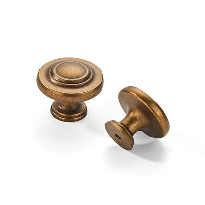 khtumeware 4 Pack Large 1-3/4 Inch Cabinet Knob, Metal Zinc Alloy Handle, Antique Brass Drawer Handle, Bifold Closet/Wardrobe/Cabinet/Bathroom Cabinet Door Knobs, Durable - color: Antique Brass, size: 1-3/4 Inch Diameter-Knob