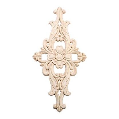 2Pcs Wood Carved Appliques Central Wooden Carving Onlays Furniture Decals - size: 2-Pack, 16 x 8 inches