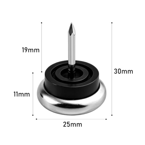 TOVOT 20PCS Furniture Chair Glide Nail-On Metal Glides for Carpet Floors (25mm) - size: 25mm