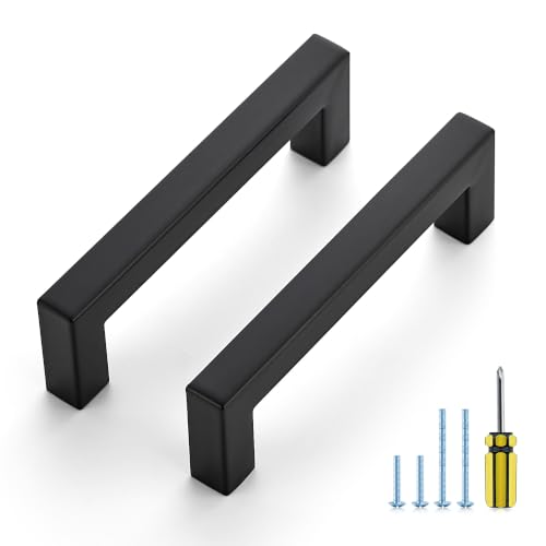 Ravinte Matte Black Square Pulls Cabinet Handles,4 Inch,30 Pack - color: Matte Black, size: 4 Inch Hole Center