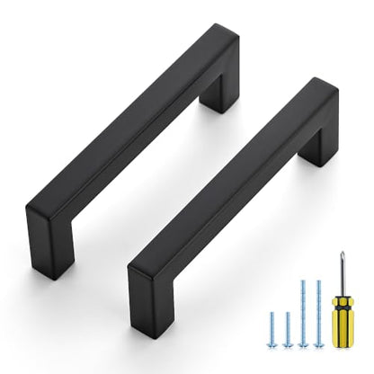 Ravinte Matte Black Square Pulls Cabinet Handles,4 Inch,30 Pack - color: Matte Black, size: 4 Inch Hole Center