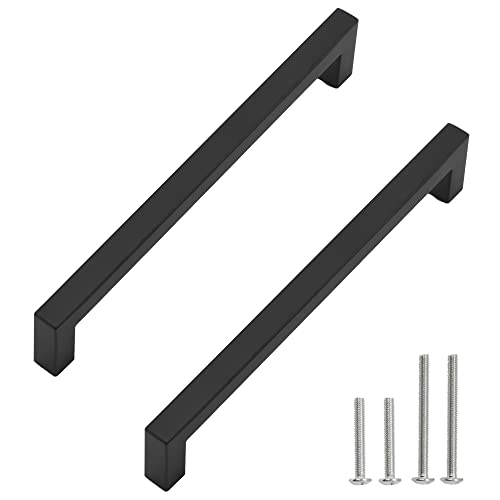 Cabinet Pulls Matte Black Cabinet Handles Square Drawer Pulls, 40 Pack 8-4/5 Inch Stainless Steel Kitchen Door Cupboard Cabinet Handles, Drawer Hardware Handles, 224mm Hole Centers - size: 8-4/5 inch Hole Centers(224mm)