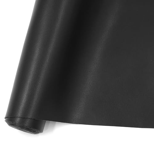 TGXRZX Faux Leather Sheets,Leather Fabric,Vinyl Faux Leather,Black,1/3 Yard - color: Black, size: 1/3 Yard