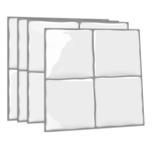 6X6 in Classic White Peel-Stick Tile,24 Sheets Backsplash Tiles - color: White