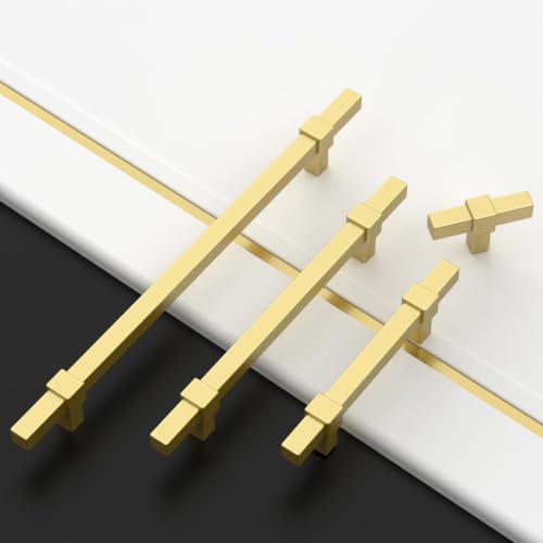 Asidrama 10 Pack 7 inch Brushed Gold Kitchen Cabinet Handles - color: Brushed Gold, size: 7" Hole Center(177mm)