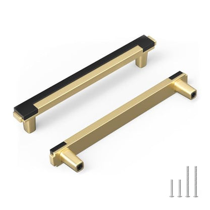 Rergy 25 Pack 5 Inch Black and Gold Cabinet Pulls Gold Drawer Pulls - color: Black&Gold, size: 5 Inch Hole Center