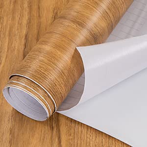 COSNIGHT Wood Grain Contact Paper for cabinets Peel and Stick Wallpaper - color: Brown, size: 15.7" x 590"