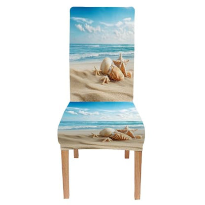Mrcrypos Chair Covers Set of 4 Stretch Chair Covers Ocean Beach Detachable Washable Stretch Kitchen Seat Covers Protective for Home,Restaurant,Banquet - color: Beach, size: 4
