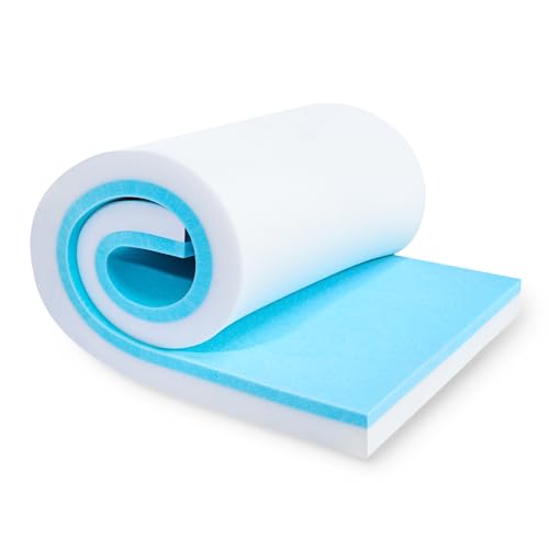 Upholstery Foam, 72" x 24" x 2" High Density Gel Memory Foam Padding Couch Cushion Support, Cut to Size Foam Replacement Pad for Sofa Sag Support - size: 72" X 24" X 2"