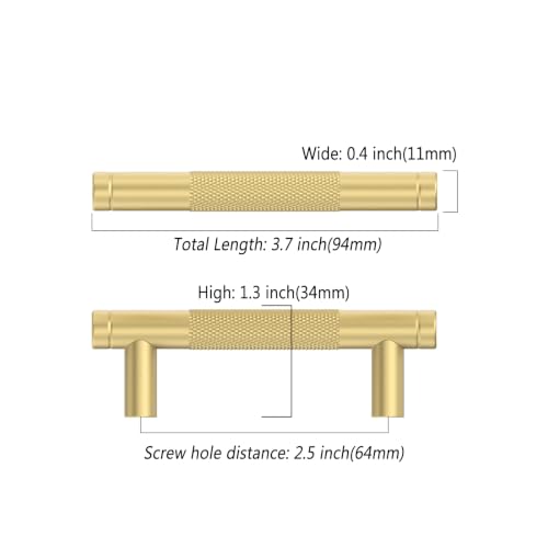 Asidrama 10 Pack 2.5 Inch(64mm) Brushed Gold Cabinet Pulls Heavy-Duty Solid Kitchen Cabinet Handles Gold Dresser Drawer Hardware for Bathrooms Cabinets - color: Brushed Gold, size: 2.5" Hole Center, style: 10 Pack