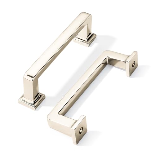 khtumeware 10 Pack Polished Nickel Cabinet Pulls, 3-3/4 Inch(96mm) Hole Centers Cabinet Handles Kitchen Hardware Straight Bar for Cabinets and Drawer Pulls - color: Polished Nickel, size: 3-3/4"(96mm) Hole Center, style: 10-pack