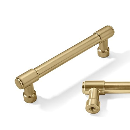 10 Pack 3 3/4"(96mm) Cabinet Handles Brushed Gold Pulls Satin Brass Drawer Pulls Kitchen Hardware for Cabinets Cupboard Handles - color: Brushed Gold/Brass, size: 3-3/4"(96mm) hole center
