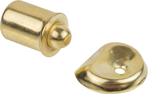 Brass Plated Spring Loaded Bullet Catch with Striker Plate - 3/8" Diameter - Hardware for Large Doors that Slide on Vintage or Modern Furniture - VL2-SB - size: Large