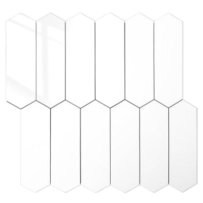 DICOFUN 10-Sheet Long Hexagon Peel and Stick Backsplash, 12"x12" PVC Stick on Backsplash Wall Tiles for Kitchen and Bathroom (Polished White) - color: Polished White, size: 10 Sheets, 12"x12"x0.12"
