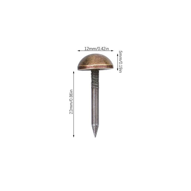 dophee 20Pcs Bronze Small Round Head Brass Upholstery Nails Tacks, 12mm - color: Antique Bronze, size: 12 mm