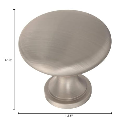 Franklin Brass (10-Pack) – Satin Nickel Cabinet Knobs for Dressers, Drawers, Kitchen Cabinet Door, Vanity, Furniture, Closet Knobs, 1-3/16 Inch Round | Mushroom - color: Satin Nickel