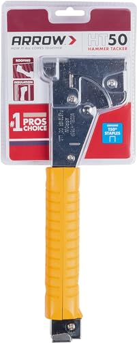 Arrow HT50 Heavy Duty Hammer Tacker, Chromed-Steel Manual Stapler with Sure-Grip Handle, Dual-Capacity Rear-Load Magazine, Fits 5/16”, 3/8", or 1/2" Staples (Pack of 4) - size: (4-Pack)