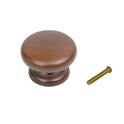 Mysummer 5 Pack Round Wood Drawer Knobs Walnut Finished Kitchen Cabinet Pulls Handles Hardware for Kitchen Cabinets Furniture Dresser Wardrobe Cupboard Drawer Pulls Knobs 33x25mm/1.3x0.98inch(DiaxH) - color: Walnut