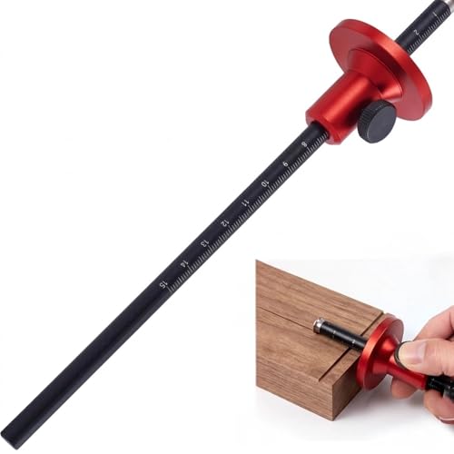 Marking Gauge for Woodworking, Precision Layout Tool for Dovetail, Mortise and Tenon, Dual Metric Imperial Scales, Anti-Roll Base, Aluminum Alloy(MG-01)