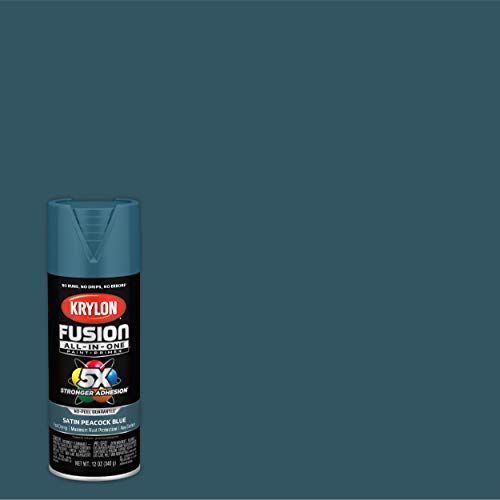 Krylon Fusion All-In-One 12 Oz. Satin Spray Paint, Peacock Blue - 1 Each - color: Peacock Blue, size: 12 Ounce (Pack of 1), style: Satin