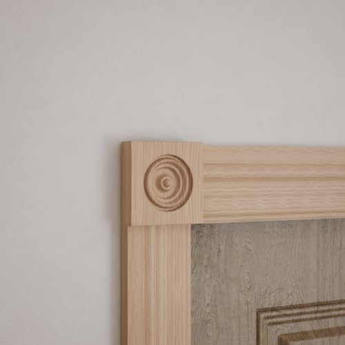 3 1/2" W x 3 1/2" H x 7/8" P Americraft Solid Hardwood Stain Grade Bullseye Rosette with Squared Edge, Red Oak - color: Red Oak, size: 3.5-in. W x 3.5-in. H