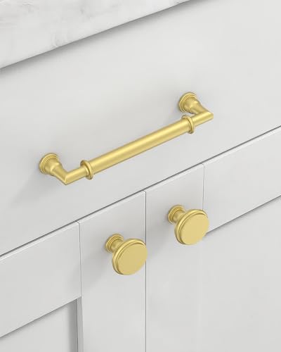 10 Pack 3.75''(96mm) Brushed Gold Cabinet Pulls, Kitchen Cabinet Handles for Bathroom Cupboard Pulls - color: Matte Gold, size: 3.75" Hole Center