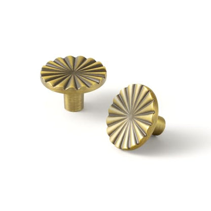 Goo-Ki Brushed Bronze Cabinet Knob,Modern 1.5''（36mm Dia Zinc Alloy Drawer Knobs with Round Flower Design,6 Pack - color: Brushed Bronze, size: 1.5'' Dia Single Hole Knob