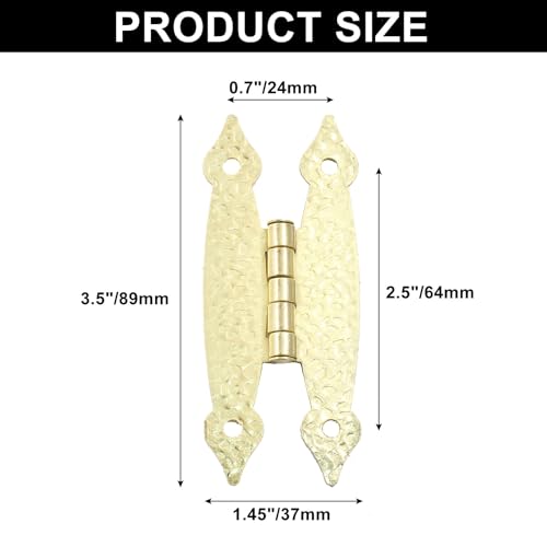 Murtenze 3.5 Inch Gold Antique H Hinges, 4 Pack - color: Gold