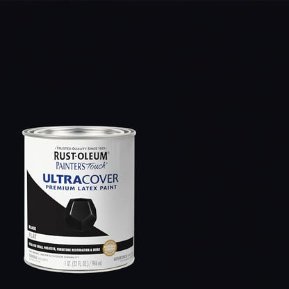 Rust-Oleum Painter's Touch Latex Brush-On Paint, Flat Black - color: Flat Black, size: 1 Quarts (Pack of 1)